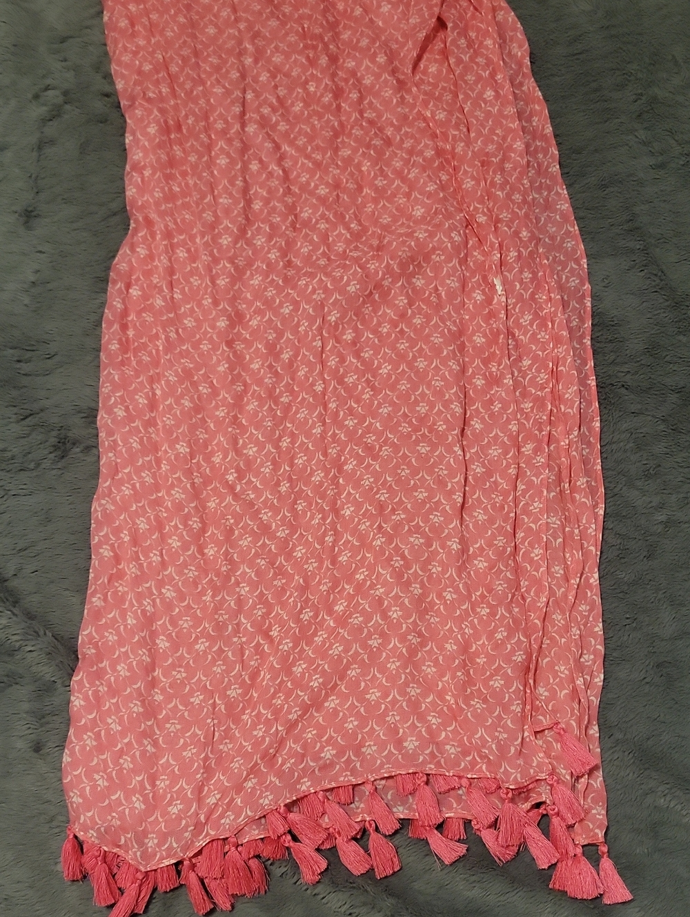 Coral Pink Tassel Scarf Or Sarong